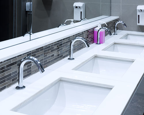 restrooms commercially cleaned by Capitol Cleaning 